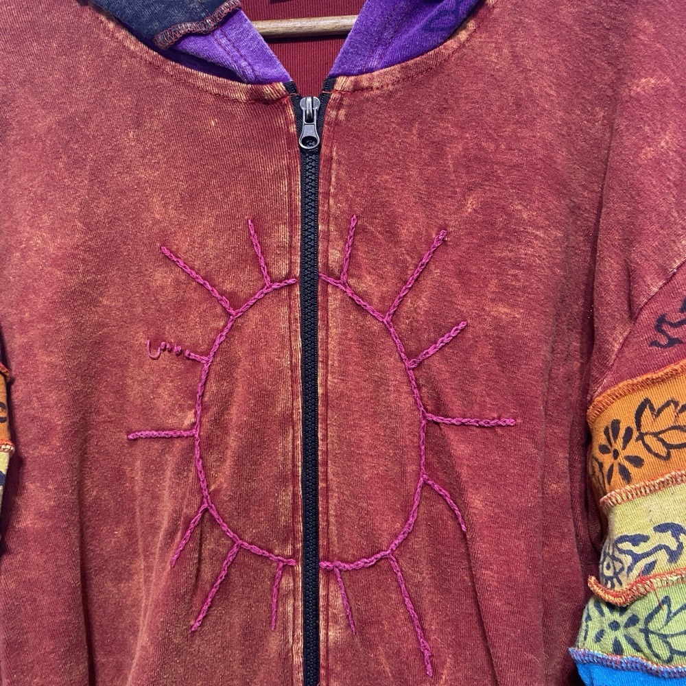 Greater Good Sweatshirt Womens 3XL Colorful Embroidery Rainbow Hippie Festival - Picture 4 of 10